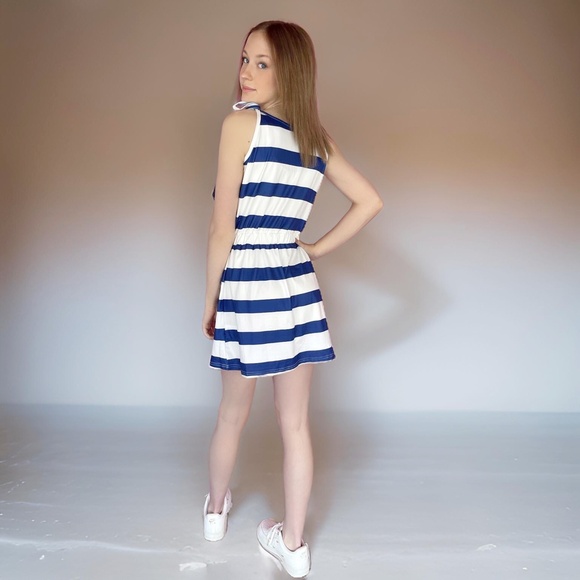 NEW Striped dress summer dress nautical dressed blue white dress summer sundress - Picture 3 of 3